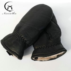 Fünf Finger Handschuhe Männer Schaffell Handschuhe Echtes Leder Handschuh für Männer Winter Outdoor Warme Pelz Verdickung Thermische 230921