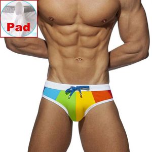 Gay Swimwear Men Push Up Rainbow Swim Briefs Trunks Mens Sexy Underwear Swimsuit Swimming Trunks Suring Bikini Beach Shorts227w