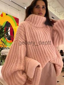 Women's Sweaters 2023 Fluffy Turtleneck Women Sweater Tops Knitted Casual Warm Fashion Sweaters Female Lady Soft Long Sleeve Pullover Streetwear J0921