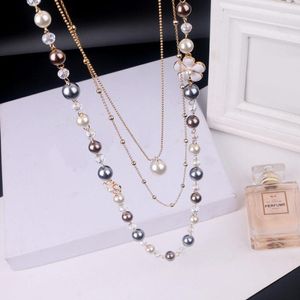 Chains Camellia Jewelry Luxury Long Pearl Colares Collier Neckless Rose Flower Necklaces Collares Mujer Perle For Woman