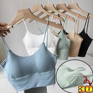 Camisoles Tanks Women Crop Tops Sexig solid Camisole Ice Silk Tube Top Seamless Sports Tank Wireless Underwear Padded Bra Bralette Vest