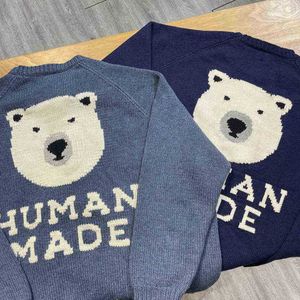 Moletom com capuz masculino moletom feito humano suéter japonês costas polar urso carta impressão homens mulheres feito humano pulôver de malha t220901efyp