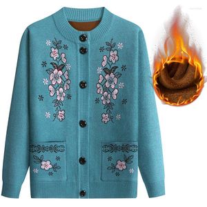 Maglieria da donna Fdfklak Maglione autunnale della nonna Cardigan femminile di mezza età Cappotto imbottito in velluto Chic Vintage Casual coreano Autunno Streetwear