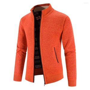 Suéteres masculinos listrado design homens jaqueta camisola casaco elegante zip completo malha cardigan com bolsos cor sólida longa para casual
