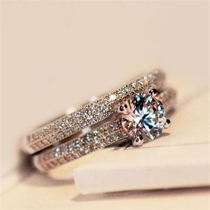 925 sterling Silver Rings New High Qulity White Gold Plated 1 5ct Swiss Diamond Rings for Women Luxury Wedding Jewelry Shippi186U