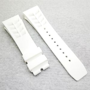 25mm White Watch Band 20mm Folding Clasp Rubber Rem för RM011 RM 50-03 RM50-01264C