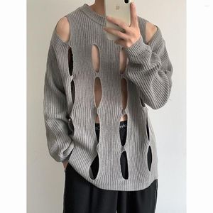 Men's Sweaters Hollow Out Men Women Fashion Harajuku Autumn Y2k Streetwear Knit Jumpers Male Loose Lazy Wind Pullovers Knitwears