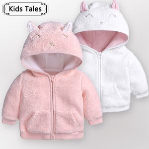 Куртки осень-зима для маленьких мальчиков и девочек, пуловер с мультяшными ушками, топы с капюшоном, теплая одежда, пальто, одежда для малышей SC141 230920