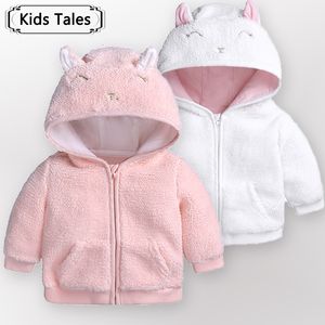 Jackor Autumnwinter Född för Little Boys Girl Cartoon Ear Pullover Hooded Topps Varma klädrock Babykläder SC141 230920