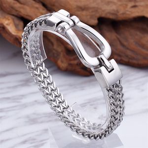 8 26inch 21cm 11mm 316L Rostfritt stål Silver Simple Nail Button Men's Hip-Hop Figaro Link Chain Armband Bangle Cool Togg218N