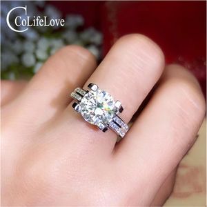 Colife Jewelry Silver Moissanite Wedding Ring for Woman 1CT 2CT 3CT D Color VVS1 Grade Moissanite Ring 925 Silverförlovningsring263d