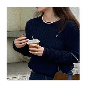 Luxuriöser Damen-Designerpullover, Damenpullover, V-Ausschnitt, einzeln, mit Stickerei, lässiger Pullover, College-Stil, minimalistisches Temperament, vielseitige Herbstpullover