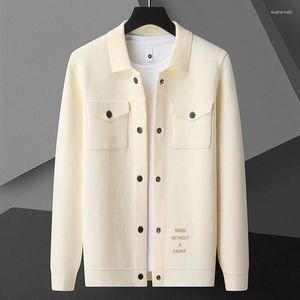 メンズジャケットファッションブランドニットジャケット2023春と秋の韓国のカジュアルな絶妙なプリントセーターカーディガンポケットコート