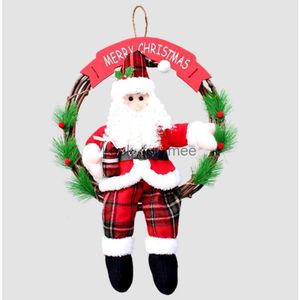 Dekoracje świąteczne świąteczne wieniec Vine Santa Claus wieńce świąteczne drzwi wisząca scena Snowman Wreath Dekoracja drzwi HKD230921