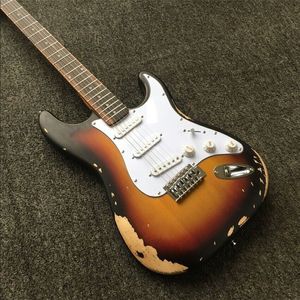 Sunburst Color Heavy Relic Vintage Style Hand Made Electric Guitar St