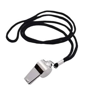100Pcs Stainless Steel Coach Whistles, Silver Noise Makers with Lanyard for Sports, Football Soccer Referee Equipment