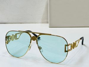 2255 Солнцезащитные очки золотистые/голубые линзы в форме пилота Sunnies Gafas de sol Дизайнерские солнцезащитные очки Оттенки Occhiali da Sole UV400 Защитные очки Унисекс