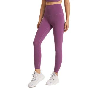 2023NEW SPANDEX WOMEN YOGA OUTFITS FULL PANTS L-112ハイウエストスポーツジムウェアレギンスエラスティックフィットネスレディーロングタイツトレーニングネイキッドズボンデザイナー