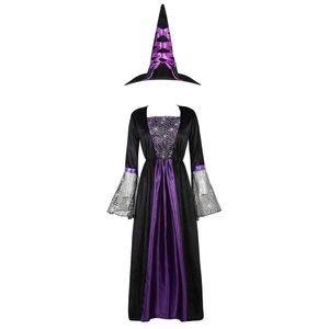 Costumi anime Costume da strega per donna Abito lungo classico da strega Costume di Halloween cosplay