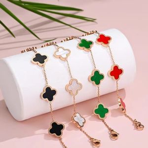 Van Cleefity Clover Armband 12/Four Leaf Clover Charm Vans Cleef Armelets Bangle Chain 18K Gold Agate for Women Girl Wedding Mother 'Day Jewelry