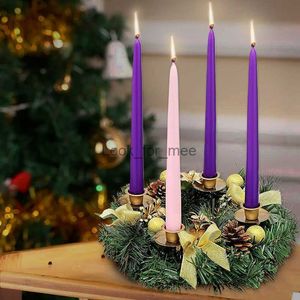 Juldekorationer Nytt guld Silver Purple Christmas Wreath Candlestick Ribbon Christmas Advent Pine Cone Bow Ribbon Wreath Home Decoration HKD230921