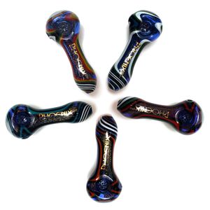 Tubo de fumante de vidro fabricação tubos de mão colher haste de cor americana 4 polegadas Dicro colheres de óculos laterais coloridos cachimbo de mão bubbler pica