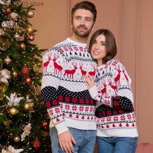 Aile Eşleşen Kıyafetler 2024 Yeni Yıl Giysileri Sıradan Gevşek Kadın Erkekler Çiftler Sweaters eşleşen Noel Aile Jumper'ları Sıcak Kalın Triko Noel görünümü T230921