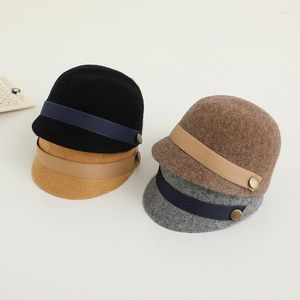 Ball Caps Winter Vintage Wool Hats For Kids Boys Girls Autumn Baby Baseball Cap Children Horseman Hat Korean Equestrian 2-6 Years Old