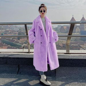 Women's Fur 2023 Fashion Big Lapel Faux Rex Plush Jacket Thick Winter Women Luxury Long Coat Casual Warm Outwear Female Parka