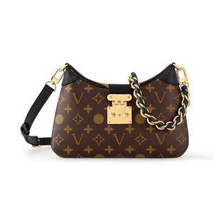 Novo saco de couro genuíno vara axilas marrom velho flor hobo saco tecido corrente axilas meia lua saco designer crossbody saco para mulher