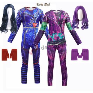 Catsuit Costumes Kids Halloween Costume For Girls Evie Mal Descendants 3 Cosplay Costumes With Wig Children's Carnival Party Jumpsuit Catsuit