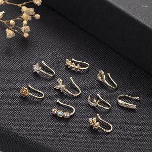 Necklace Earrings Set Fake Nose Rings Inlaid Jewelry Spring Clip No Pierced Septum Ring Women 40GB