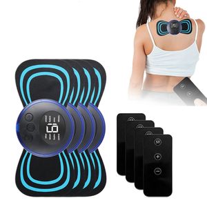 Massera nackkudde 4p Mini Electric Pulse Massager Portable Back Decompression Muscle Relaxation Machine Axel Relief Tool 230920