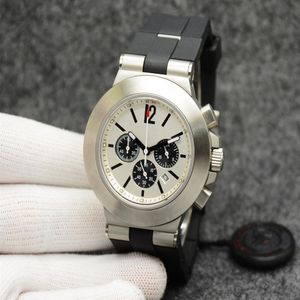 Quartz Chronograph Sapphire Glass Silver Dial 44M Mens Watch Rubberclad Logo Letter Bezel Luminous Steve Aoki Dial Rubber226I