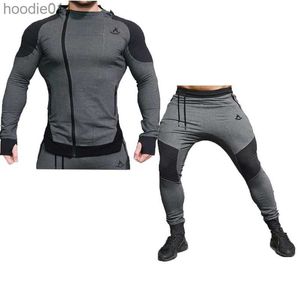 Erkek Trailsuits Adam Spor Giyim Sonbahar Yeni Erkekler Seti Spor Salonu Suit Sports Suits Hoodies + Pantolonlar Yüksek kaliteli 2 parçalı erkek pamuk setleri 2021 L230921