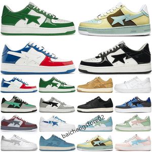 Designer Nigo Apes Sta Low Running Shoes Tubarão Preto Branco College Dropout França Couro Laranja Pastel Rosa ABC Camo Verde Mens Mulheres Esportes Sapatilhas L23