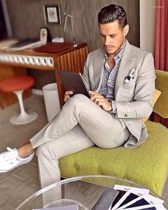 Men's Suits 2pcs Taupe Malt Jacket Pants For Wedding Notched Lapel Custom Made Sets Tailored Dinner Party Wear Male