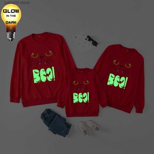 Familjsmatchande kläder Happy Halloween Kläder Förälder-barn Familj Matchande kläder Lysande hoodies Sweatshirt Casual O Neck Pullover Topps Family Look T230921