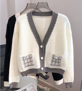 L7076 maglioni neri da donna maglione firmato con scollo a V a maniche lunghe elegante cardigan lavorato a maglia