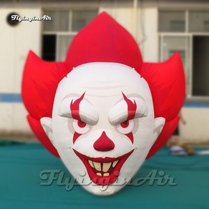 Rolig hängande jätte ondska leende uppblåsbar clownhuvud ballong luft spräng halloween tecknad figur för karneval party dekoration