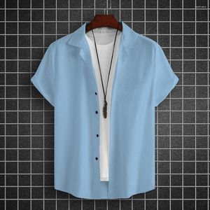Mäns casual skjortor och blusar 3D fast färgtryck Kort ärm för man mode overzied tops tees skjorta kläder