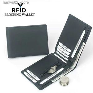 Fermasoldi in vera pelle da uomo Portafoglio sottile Moda Portafoglio corto da uomo Portafoglio con blocco RFID Porta carte da uomo Porta banconote Portafoglio da uomo Q230921