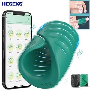 Giocattoli per adulti HESEKS Masturbatore maschile Allenamento del pene Glande Trainer Stimolatore Vibratore con controllo APP Ritardo Cock Ring Glande Trainer per uomini 230920