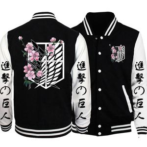 Jaquetas masculinas Anime Attack on Titan Menwomen manga longa camisa de beisebol outono inverno casual jaqueta ao ar livre 230921