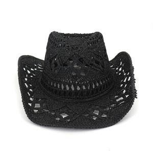 Breite Krempe Hüte Eimer Hüte Sommer Outdoor Männer Frauen Handgewebte Western Cowboy Papier Strohhüte Breite Krempe Atmungsaktive Strand Jazz Cap Sonnenschutz Hut 230921