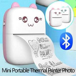 Skrivare Portable Mini Label Printer 57mm Sticker Wireless Bluetooth Adhesive Printing Paper Photo Cat Thermal Printer för iOS/Android L230923