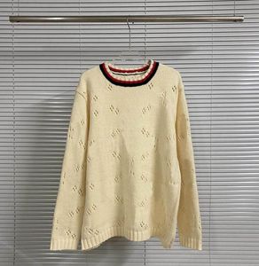 Designer Women's G Hollow Out Jacquard Sweaters Toppkvalitet Kvinnor Mens randiga kontrasttröja Fashion Cashmere Sticked Pullovers Ytterkläder