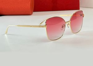 Kedi Göz Güneş Gözlüğü Altın Metal Pembe Gradient Kadın Sunnies Gafas de Sol Tasarımcı Güneş Gözlüğü Tonları Occhiali da Sole UV400 Koruma Gözlük