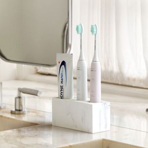 Toothbrush Holders 1pc Creative Marble Pattern Resin Multifunction Electric Toothbrush Rack Toothpaste Holder Bathroom Cleaning Brush Storage Box 230921