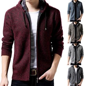Męskie bluzy francuska bluza męska sweter z kapturem z kapturem długi rękawoeved płaszcz stały kolor zimowy płaszcze z suwakami kurtki pończochy